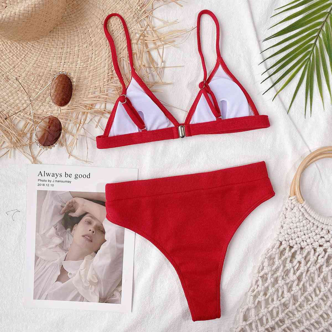 Marie Spaghetti Strap Ribbed Bikini Set